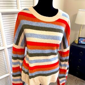 Madewell Colorful Striped Crew Neck Sweater